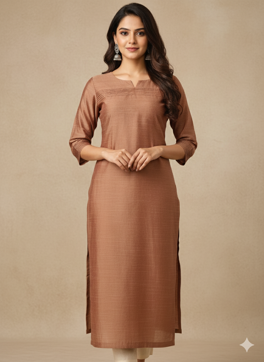 Jerna Silk Solid Straight Kurta