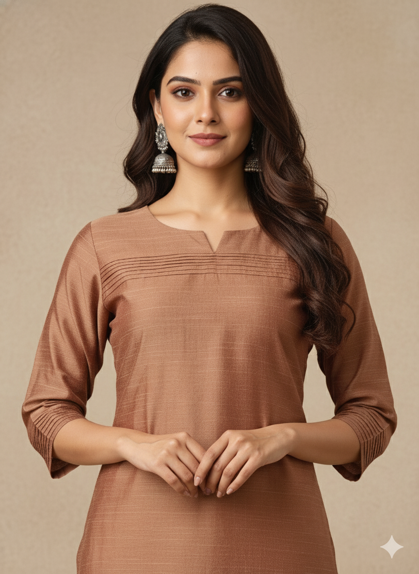 Jerna Silk Solid Straight Kurta