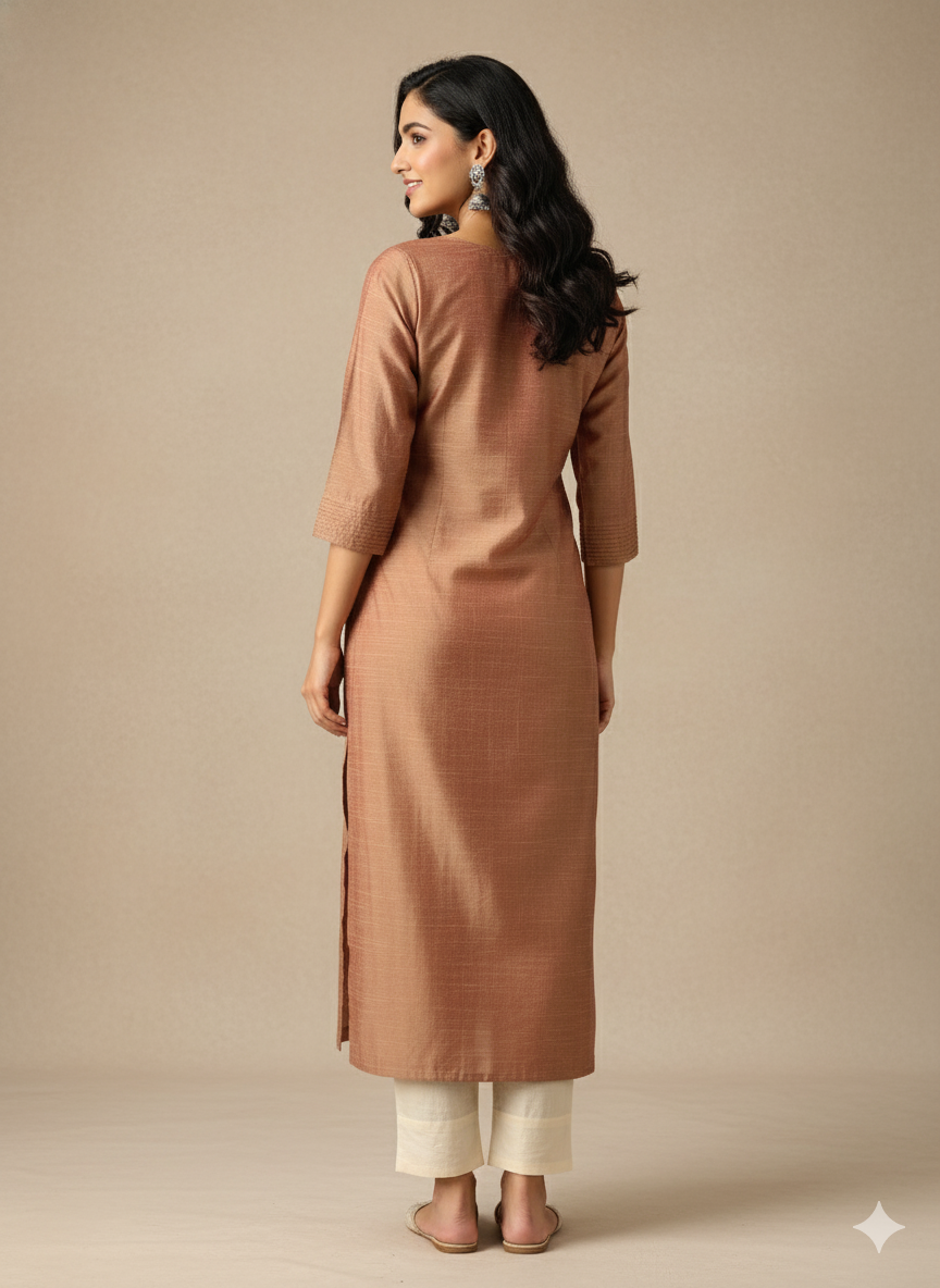 Jerna Silk Solid Straight Kurta