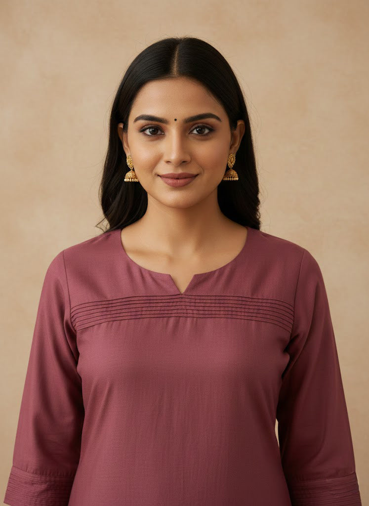 Mul Chanderi Solid Straight Kurta