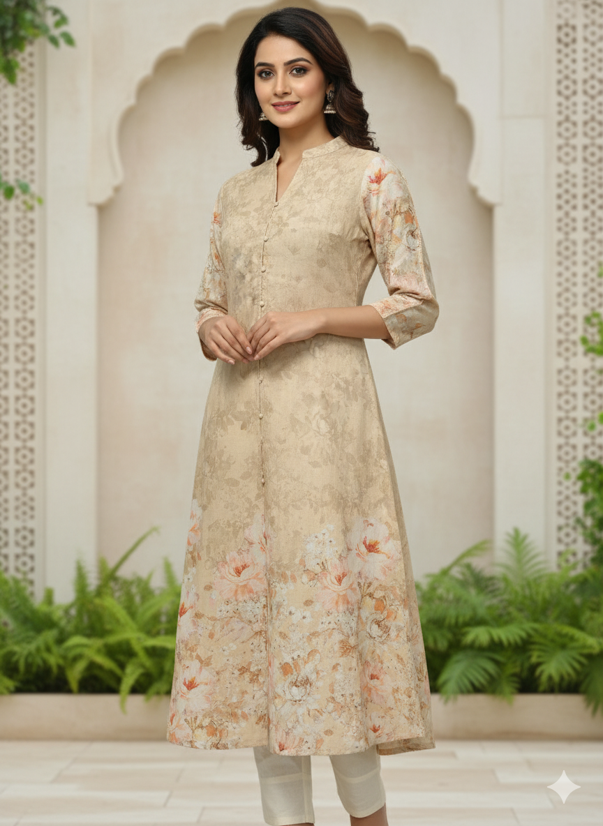 Cotton Printed A-line Kurta