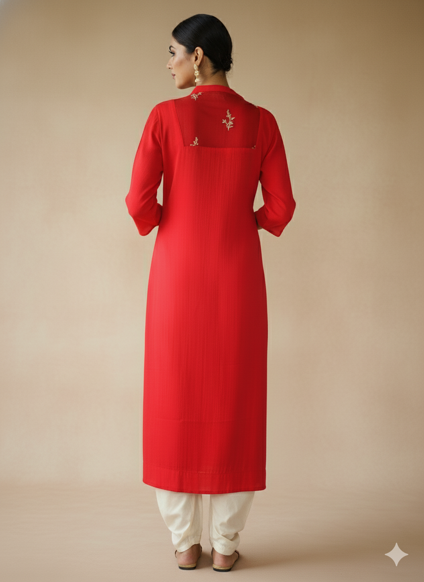 Mul Chanderi A-line Kurta