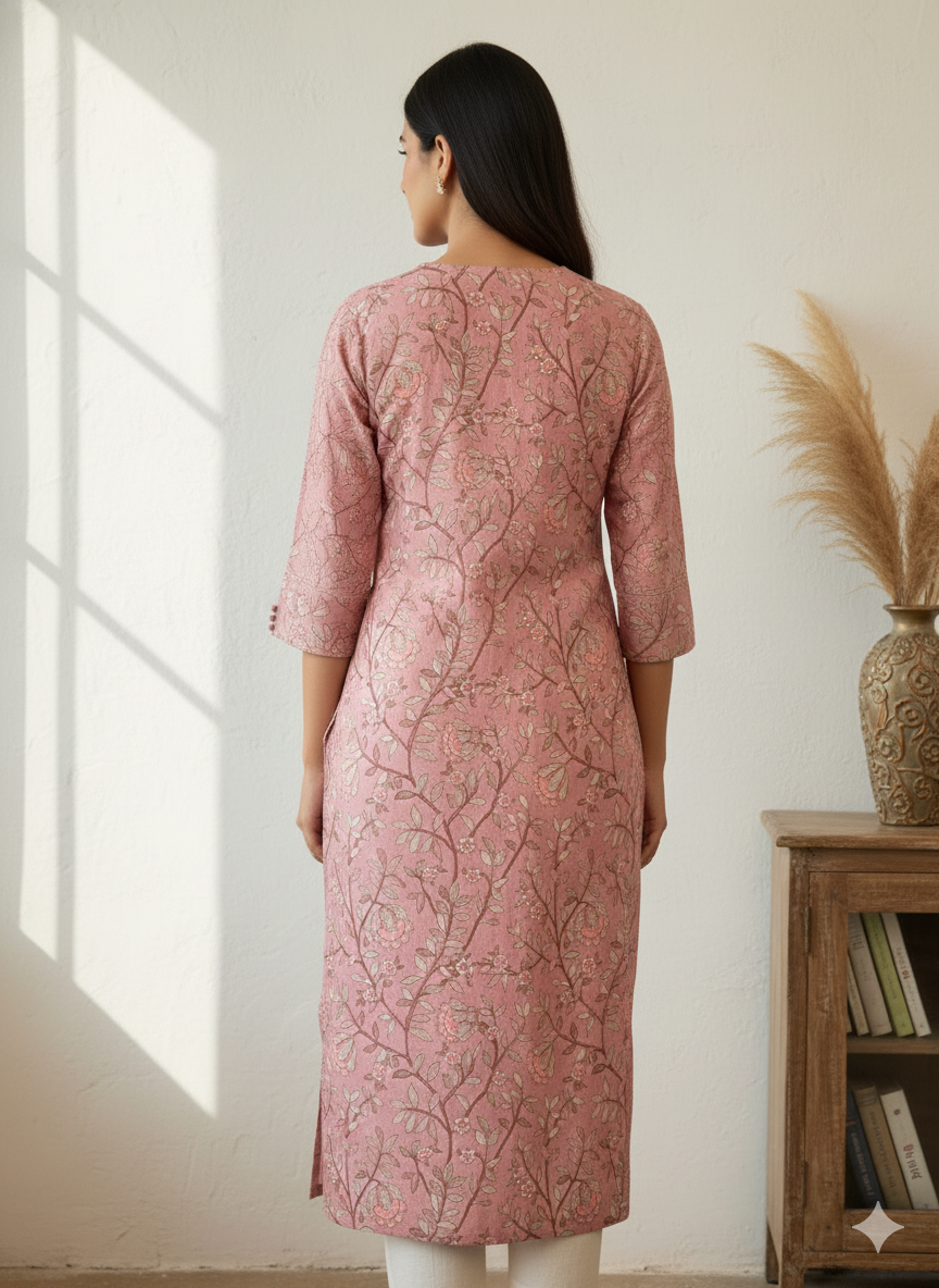 Poly Silk Digital Printed Straight Kurta