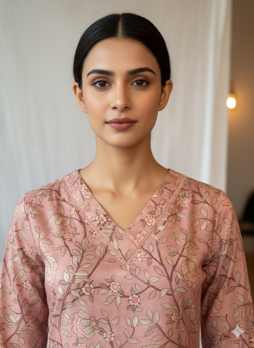 Poly Silk Digital Printed Straight Kurta